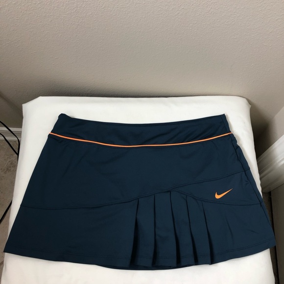 Nike Dri Fit Stretchy Blue Gray Orange Waist Band Pleated Tennis Golf Skort XL - Picture 7 of 15